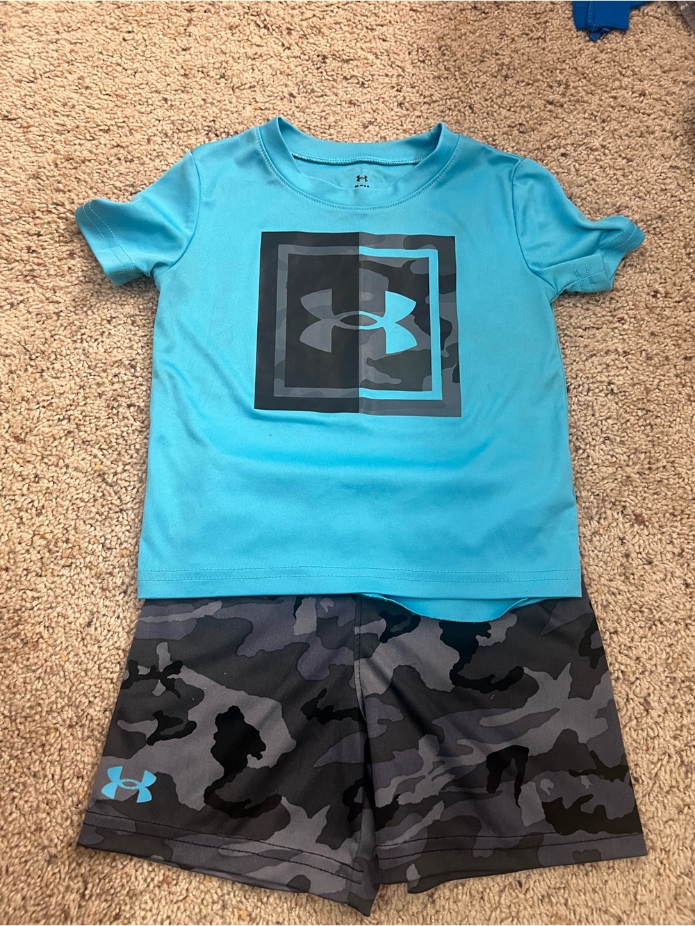 Under Armour Boys' Blue Short Sleeve Logo Tee with Shorts